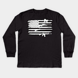 Us Veteran Guns Weapons Kids Long Sleeve T-Shirt